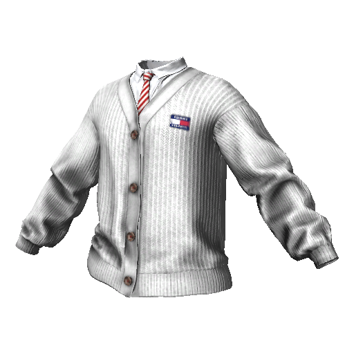 Белый вязаный кардиган с рубашкой Tommy Vercetti